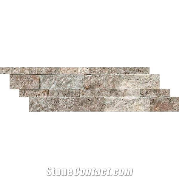 Silver Travertine Ledger Panel 7X20 Split-Face