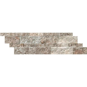 Silver Travertine Ledger Panel 7X20 Split-Face