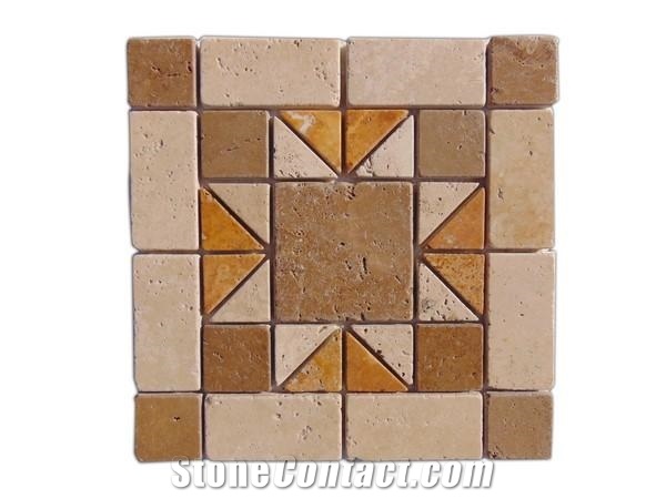 Tumbled Travertine Mosaic Nile Medallion 3