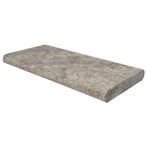 Tuscany Silver Travertine Pool Coping 16X24 Huf One 24In Side Bullnosed