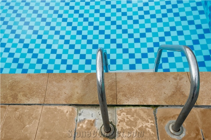 Tuscany Walnut Travertine Coping 12X24 Hufb One 24In Side Bullnose 5Cm