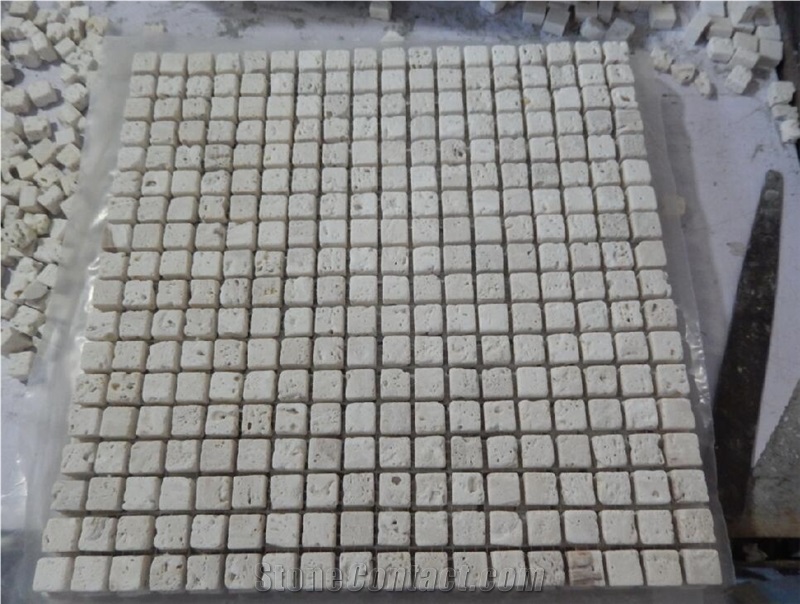 Beige Travertine Mosaic Tile Bathroom Tile