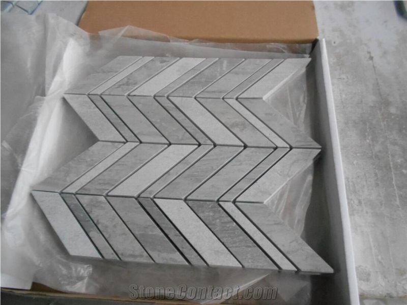 Blue Serpeggiante Marble Chevron Mosaic