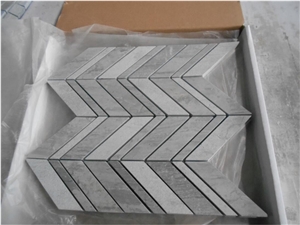 Blue Serpeggiante Marble Chevron Mosaic