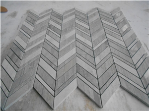 Blue Serpeggiante Marble Chevron Mosaic