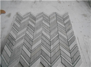 Blue Serpeggiante Marble Chevron Mosaic