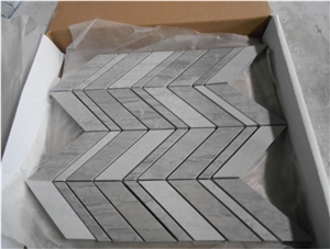 Blue Serpeggiante Marble Chevron Mosaic