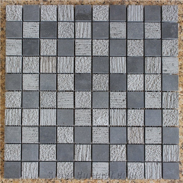Light Grey Basal Mixed Finishes Mosaic Tile Bathroom Tile