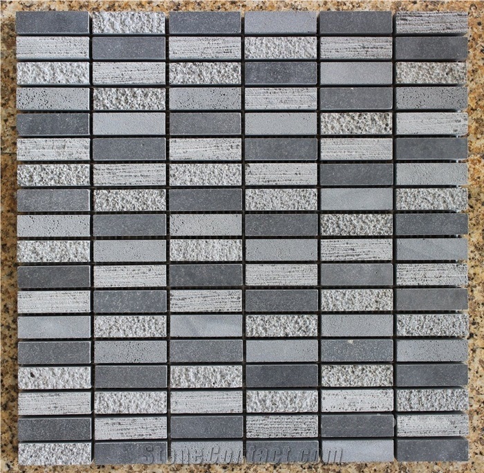 Light Grey Basal Mixed Finishes Mosaic Tile Bathroom Tile