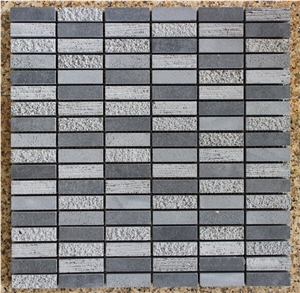 Light Grey Basal Mixed Finishes Mosaic Tile Bathroom Tile