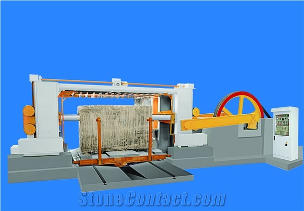 40 Diamond Gangsaw Cutting Fixed Marble Block By Lowering Blades