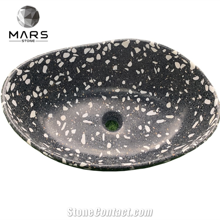 Blue Terrazzo Stone Bathroom Basin Sink Modern Design