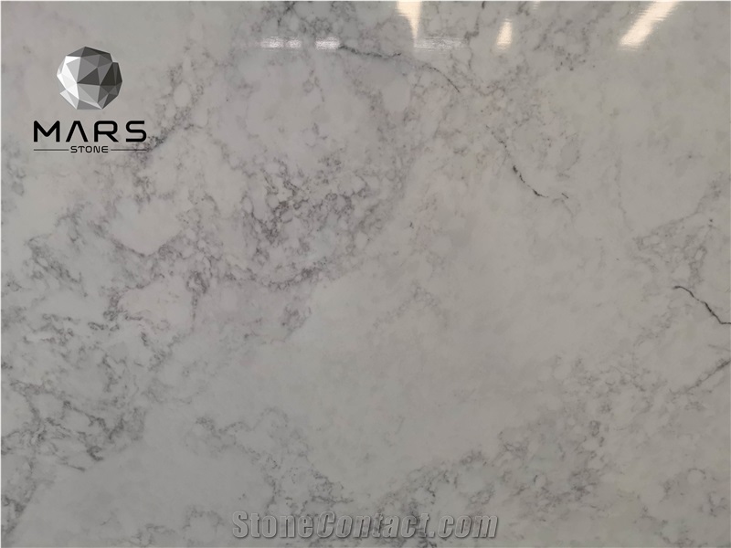 Flower White Veins Slabs Calacatta Artificial Quartz Stone
