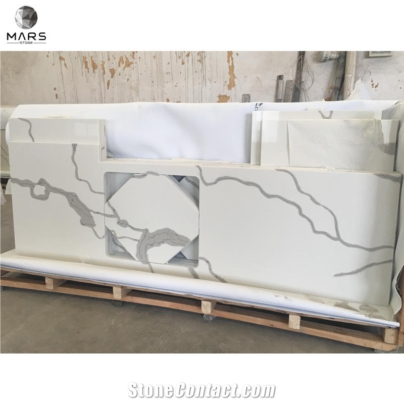 Modern Design Kitchen Quartz Countertop Calacatta White