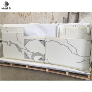 Modern Design Kitchen Quartz Countertop Calacatta White