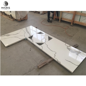 Modern Design Kitchen Quartz Countertop Calacatta White