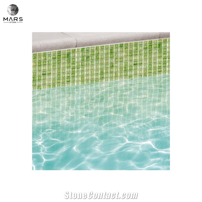 Modern Type Polished Green Glass Mosaic Tiles