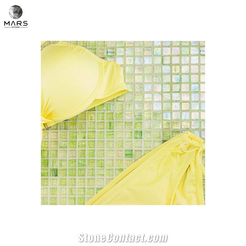 Modern Type Polished Green Glass Mosaic Tiles