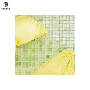 Modern Type Polished Green Glass Mosaic Tiles