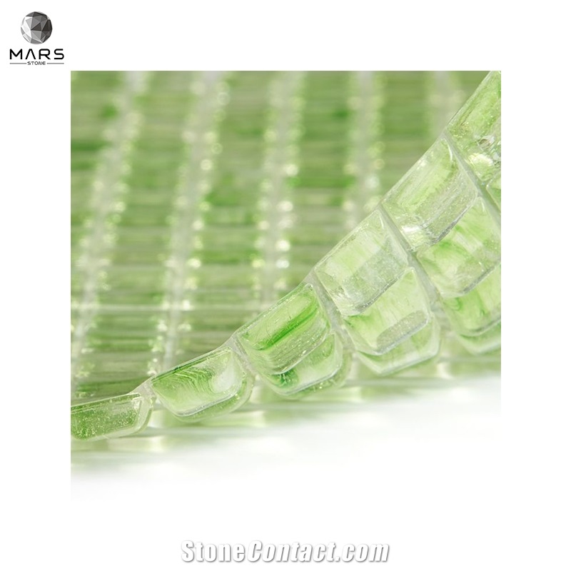 Modern Type Polished Green Glass Mosaic Tiles