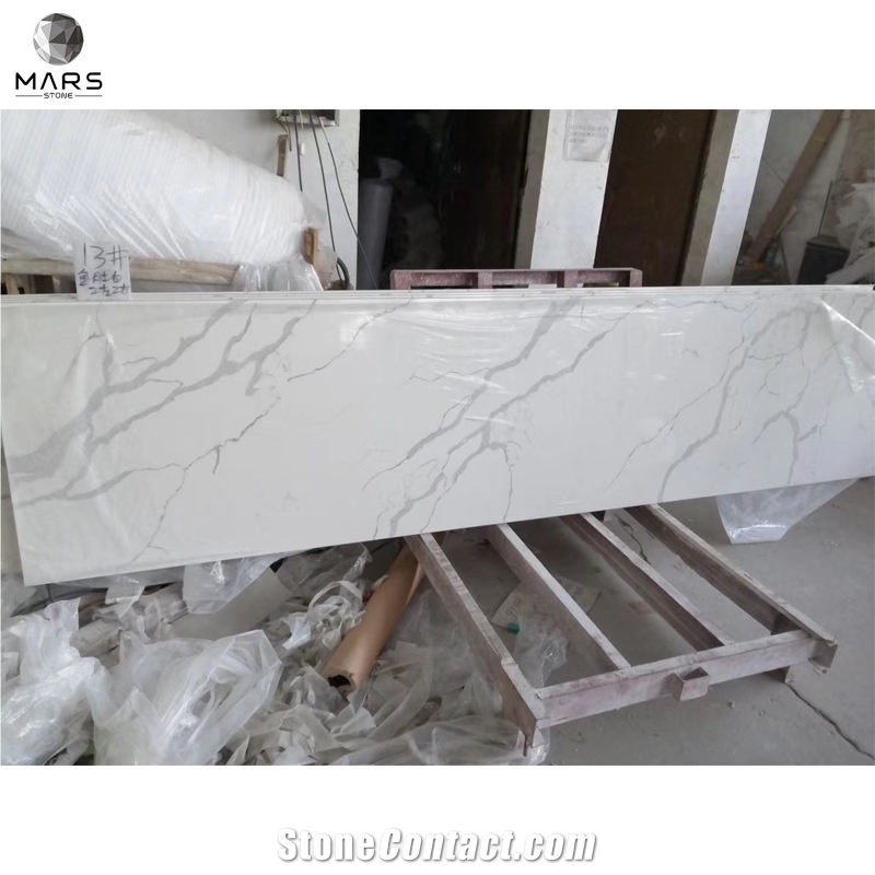 New Design Quartz Calacatta White Bathroom Vanity Top