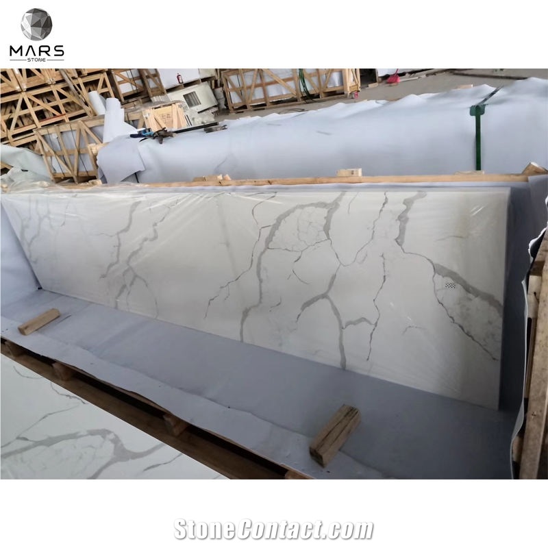 New Design Quartz Calacatta White Bathroom Vanity Top