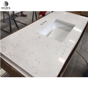 Popular Carrara White Artificial Quartz Stone Kitchen Tops