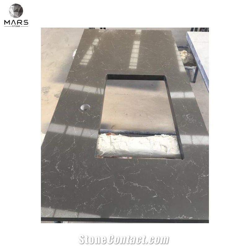 Pure Brown Quartz Cutout Top Quartz Countertop Wholesale
