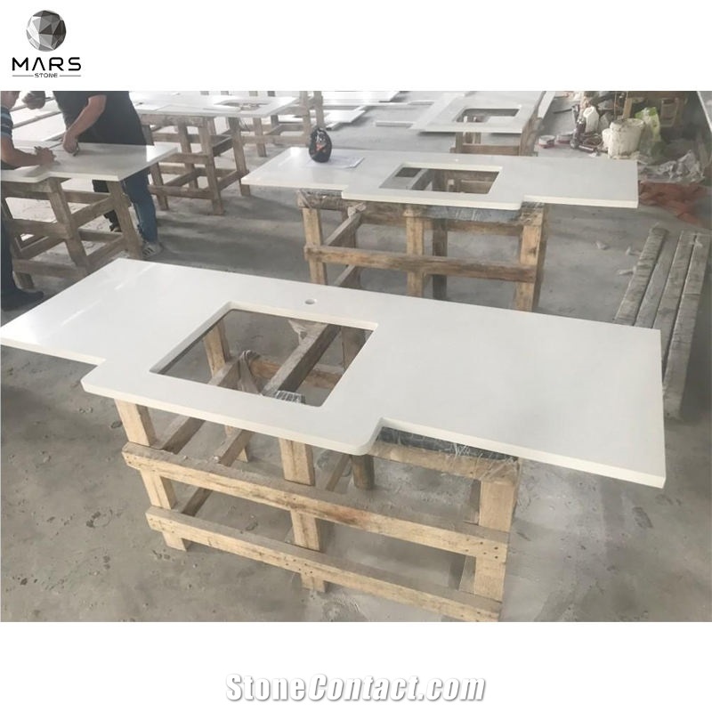 Pure White Artificial Quartz Countertop Kitchen Countertop