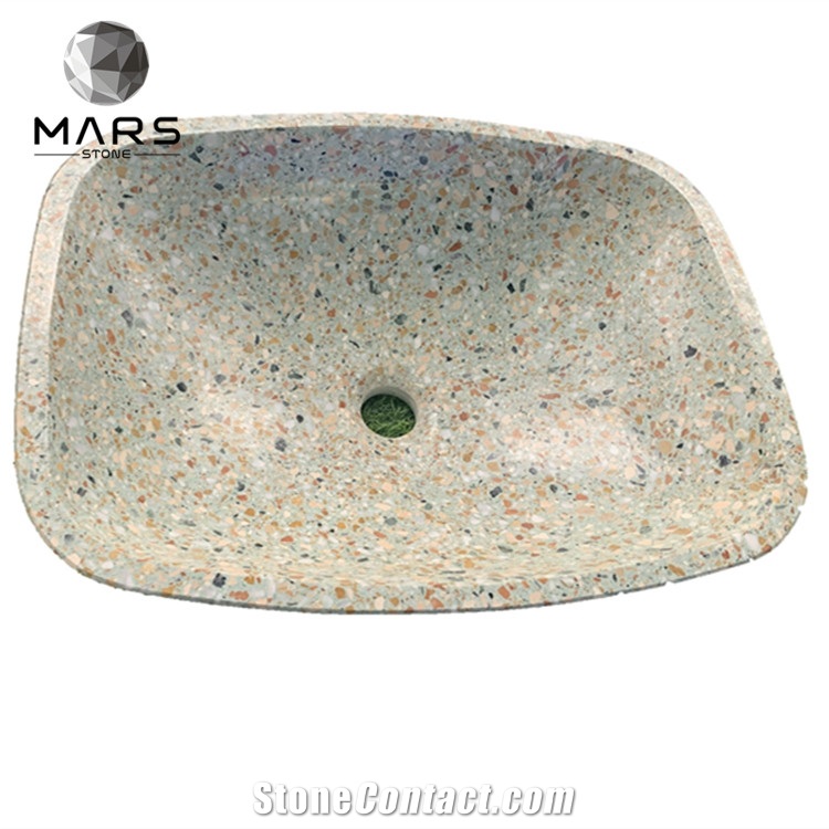 Terrazzo Stone Bathroom Basin Sink Modern Design For Hotel