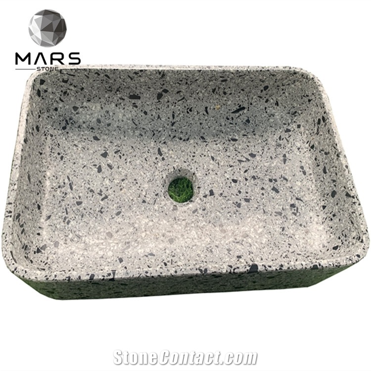 Terrazzo Stone Bathroom Basin Sink Modern Design For Hotel