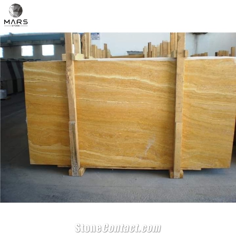 Antique Yellow Travertine Slabs, Fantasy Gold Travertine