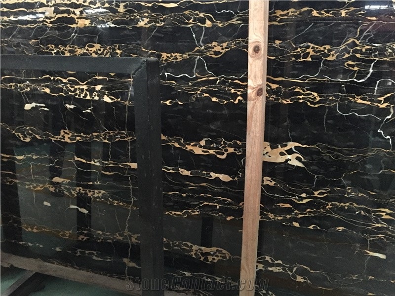 Athens Portoro Black Marble Slabs Prices Gold Flower Veins 