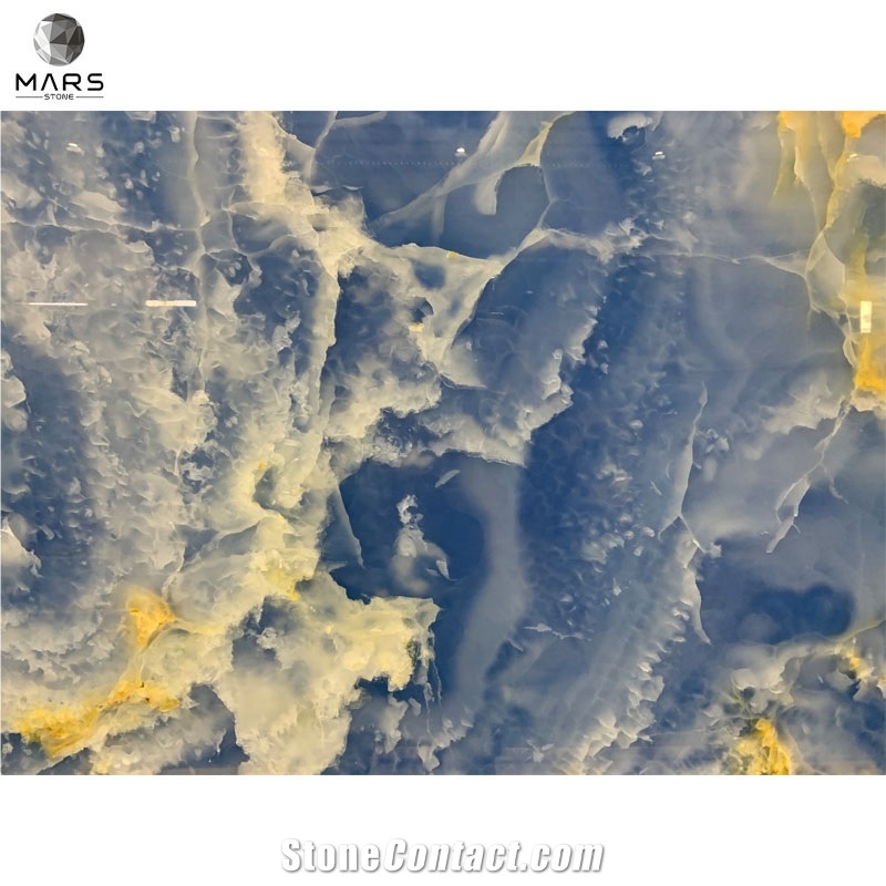 Beatuiful Luxury Natural Stone Polished Blue Onyx Tiles Slab