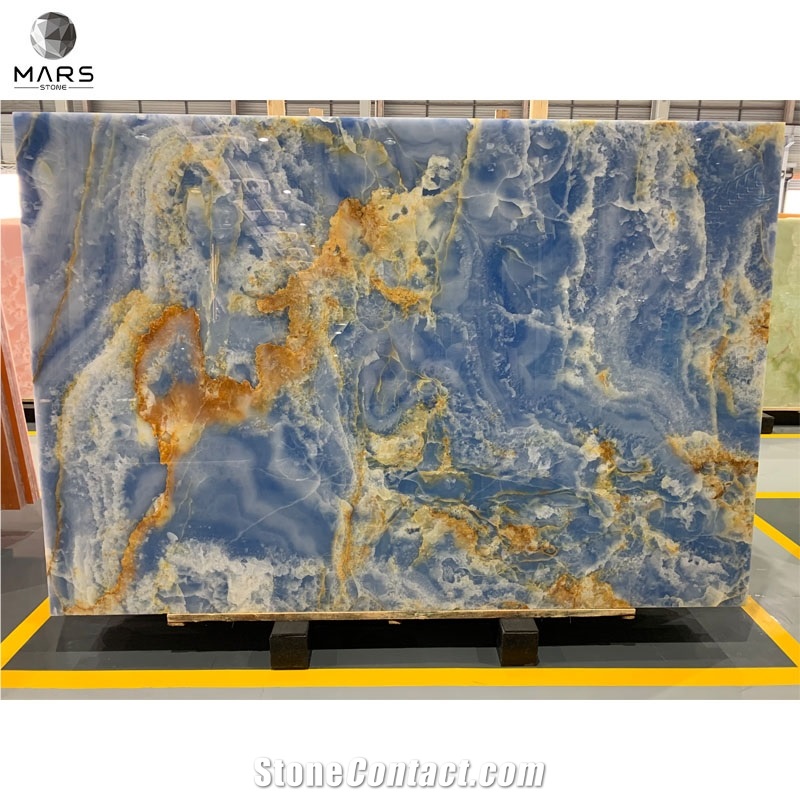 Beatuiful Luxury Natural Stone Polished Blue Onyx Tiles Slab