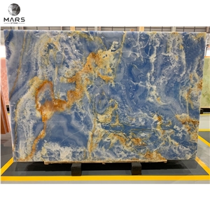 Beatuiful Luxury Natural Stone Polished Blue Onyx Tiles Slab