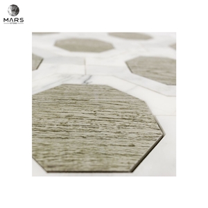 Beautiful Hexagon Carrington White Marble & Porcelain Mix Mosaic Tile