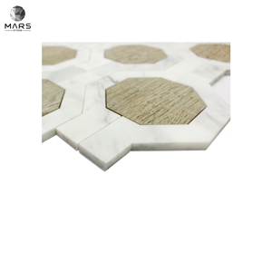 Beautiful Hexagon Carrington White Marble & Porcelain Mix Mosaic Tile