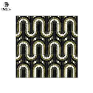 Beautiful Square Green Natural Sutton Bow Marble Mosaic Tile