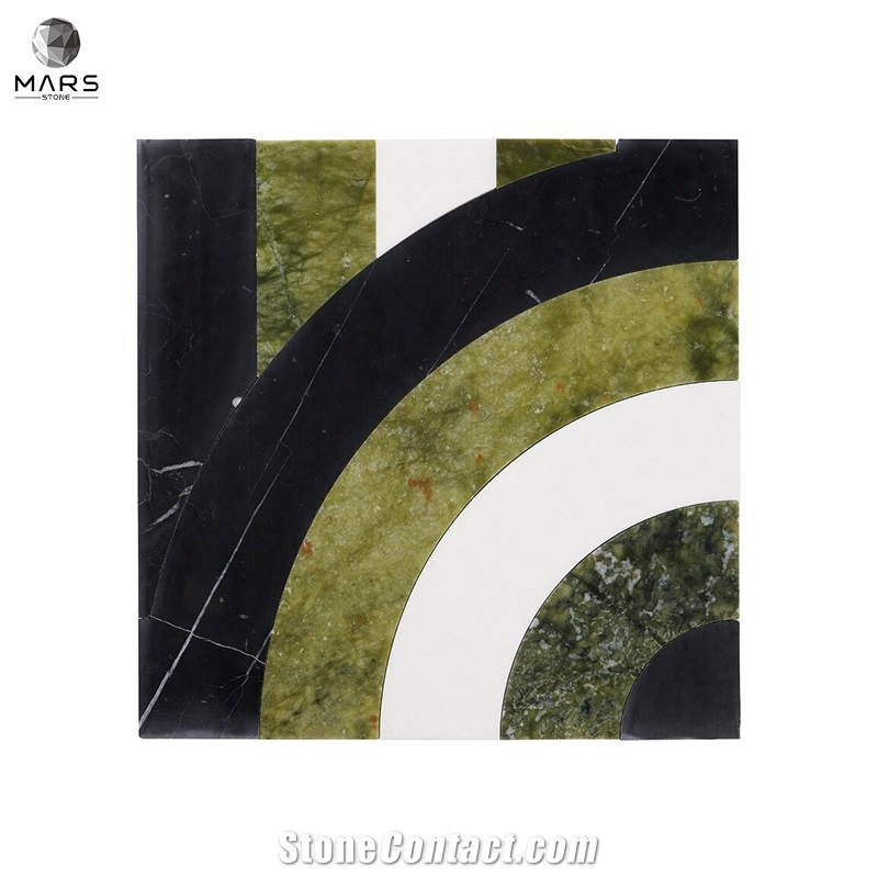 Beautiful Square Green Natural Sutton Bow Marble Mosaic Tile