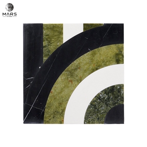 Beautiful Square Green Natural Sutton Bow Marble Mosaic Tile