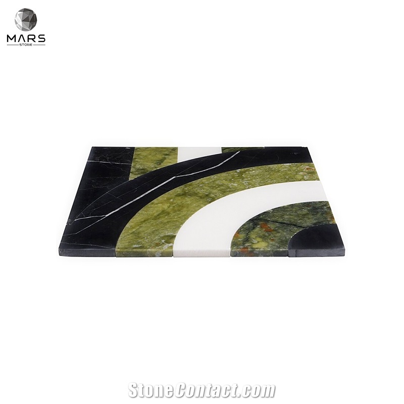 Beautiful Square Green Natural Sutton Bow Marble Mosaic Tile