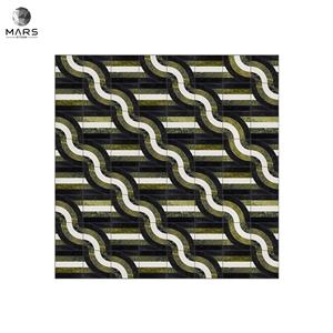 Beautiful Square Green Natural Sutton Bow Marble Mosaic Tile