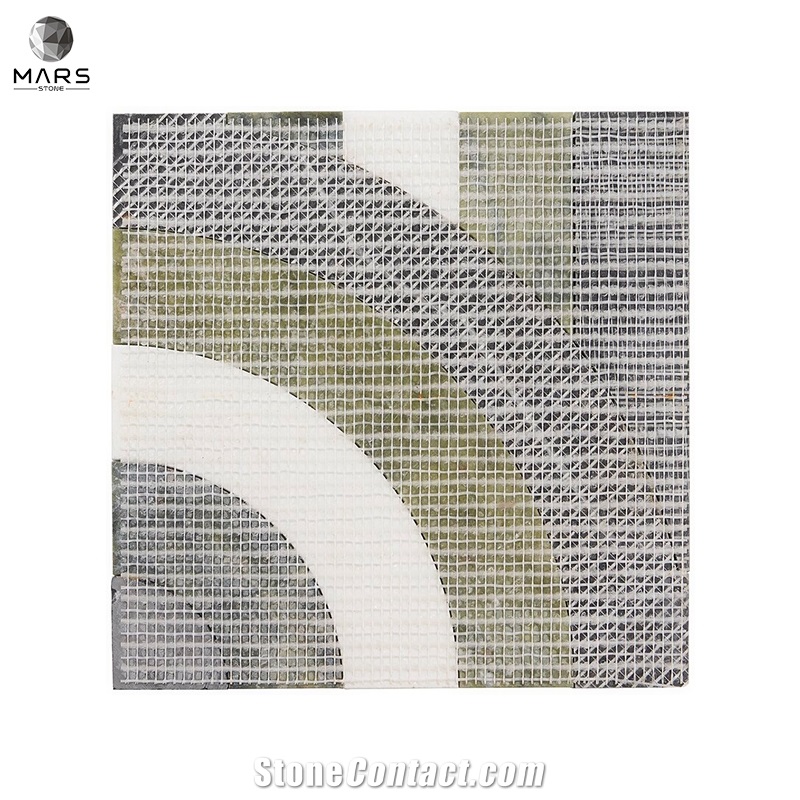 Beautiful Square Green Natural Sutton Bow Marble Mosaic Tile
