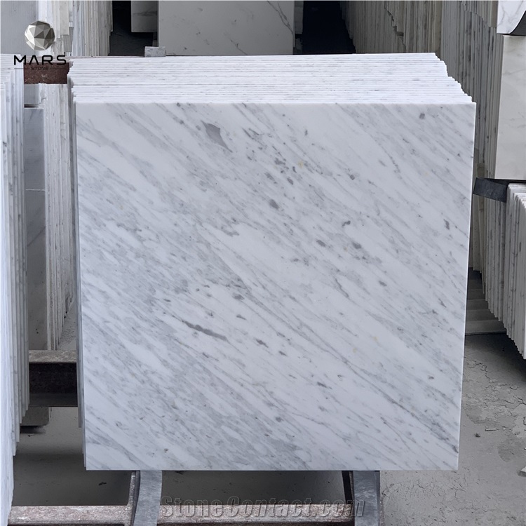 Bianco Carrara White Marble Square Table For Living Room