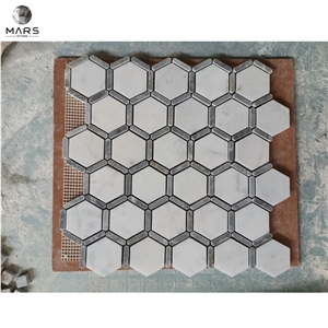 Black And White Hexagon Shape Natural Stone Mosaic Tiles