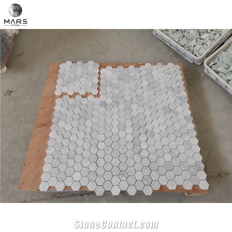 Black And White Hexagon Shape Natural Stone Mosaic Tiles
