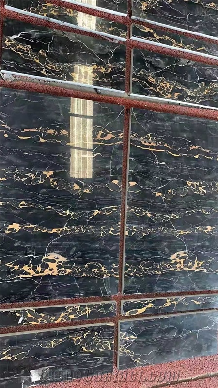Black Portoro Nero Giallo Extra Gold Marble