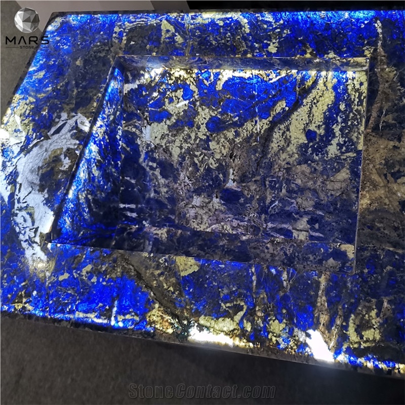 Blue Color Luxury Azul Bahia Granite Stone Sinks, Basins
