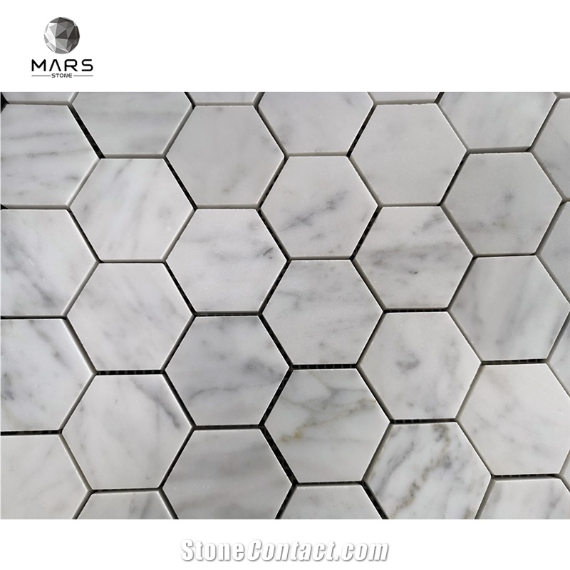Carrara White Hexagon Cheap Irregular Mosaic Wall Tile
